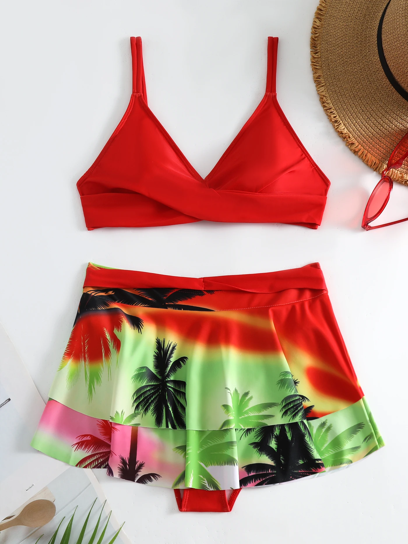 

Floral Print V Neck Tankini Sets, Summer Sexy Bikini Two Pieces Swimsuit, Women's Swimwear & Clothing Fashion Beachwear