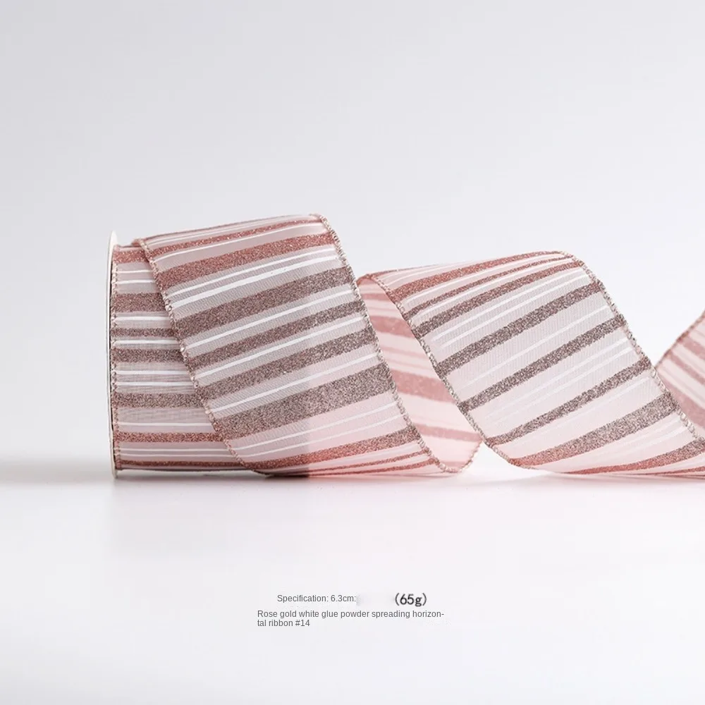 10 Yards Christmas Ribbons Rose Gold Wired Edge Weave Ribbon Imitation Hemp Material Christmas Gift Packaging