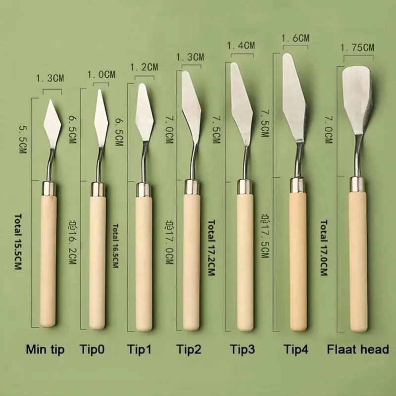 7Pcs Stainless Steel Oil Painting Knives – Spatulas & Palette Mixers 6