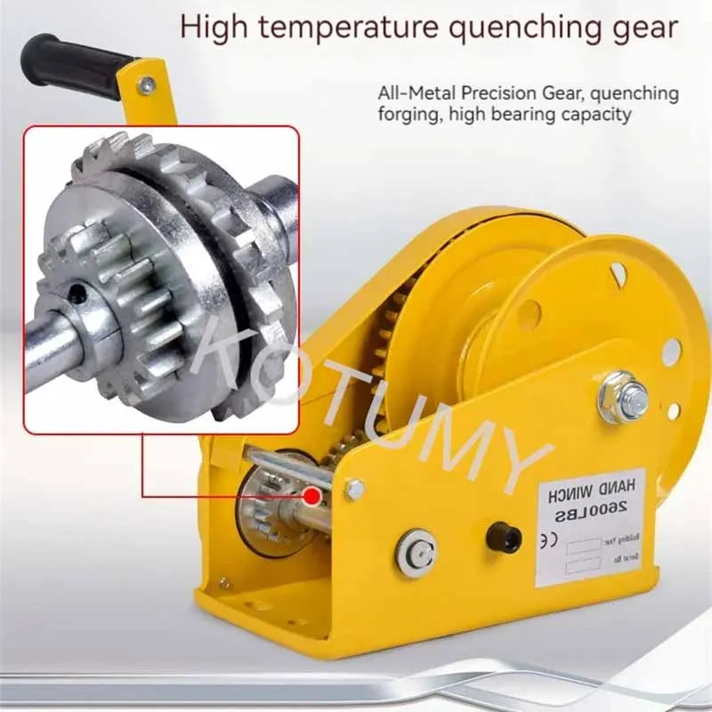KOTUMY 1800LB Two-Way Self-Locking Small Hand Windlass With Automatic Brake Household Manual Winch Tractor
