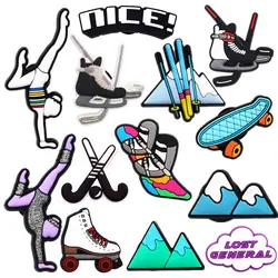 Sports Competition PVC Shoe Charms Accessories Skiing Skates Hockey Sandals Decoration Pins for X-mas Kids Party Gifts
