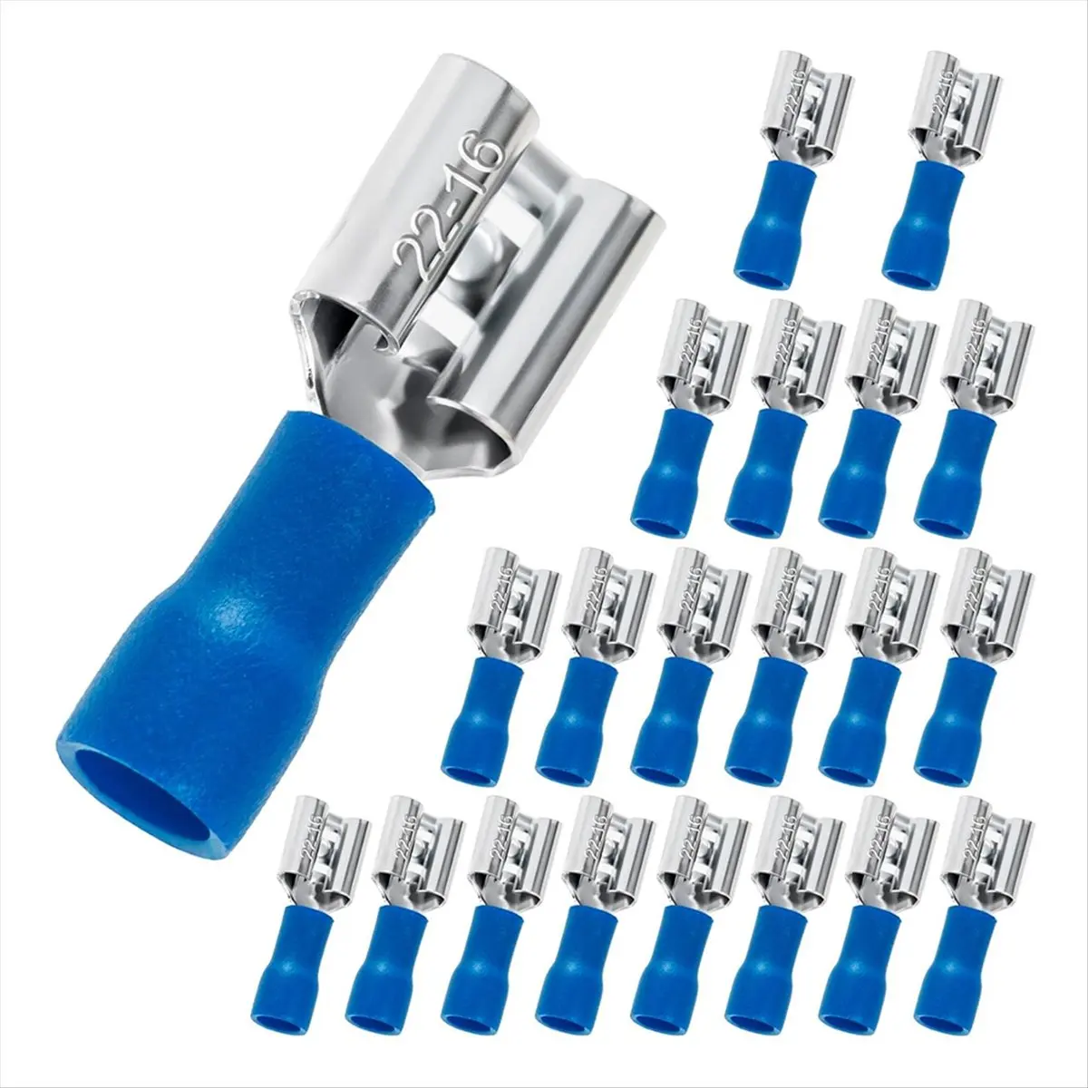 REST 20PCS 1/4In Female Spade Connectors,Insulated Spade Wire Connector Combo Kit,Female Electrical Crimp Terminals,22-16 AWG
