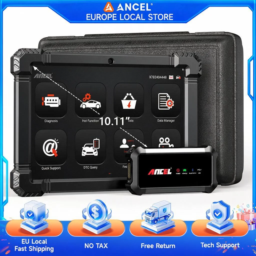 ANCEL X7 HD 24V Zware Truck Diagnostische Tools voor Cummins Detroit Caterpillar Volvo Paccar & Commerciële Voertuigen, Codelezer voor alle systemen, OBD2 Scanner, DPF Regeneratie, ECU Codering, 40+