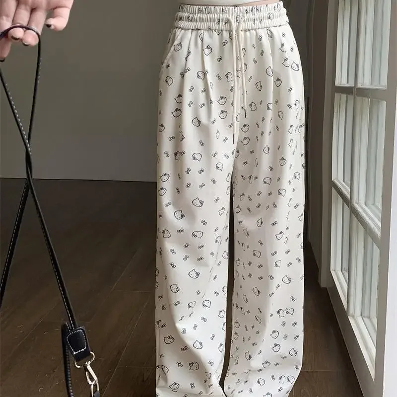 Y2K Hello Kitty pantaloni Casual Kawaii Sanrio Anime pantaloni larghi del pigiama di alta qualità stampa del fumetto ragazze carine indossano vestiti per la casa