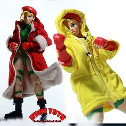 1/12 Scale Fighting Girl Cammy Hooded Yellow/Red Jacket Clothes For 6inch Female Soldier Jada toys Action Figure Doll Body