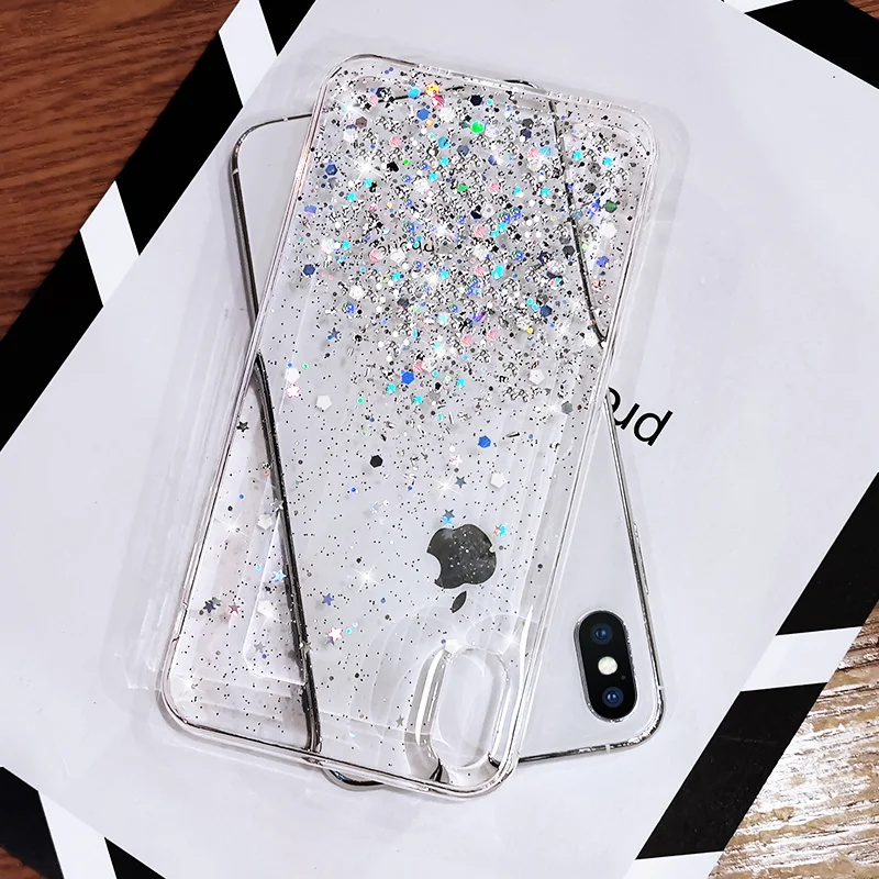 Luxury Gradient Glitter Star Case For iPhone 15 14 13 12 Pro Max 11 Pro XR XS  X iPhone 8 7 6S 6 Plus Soft Clear TPU Cover Case - náhled 4