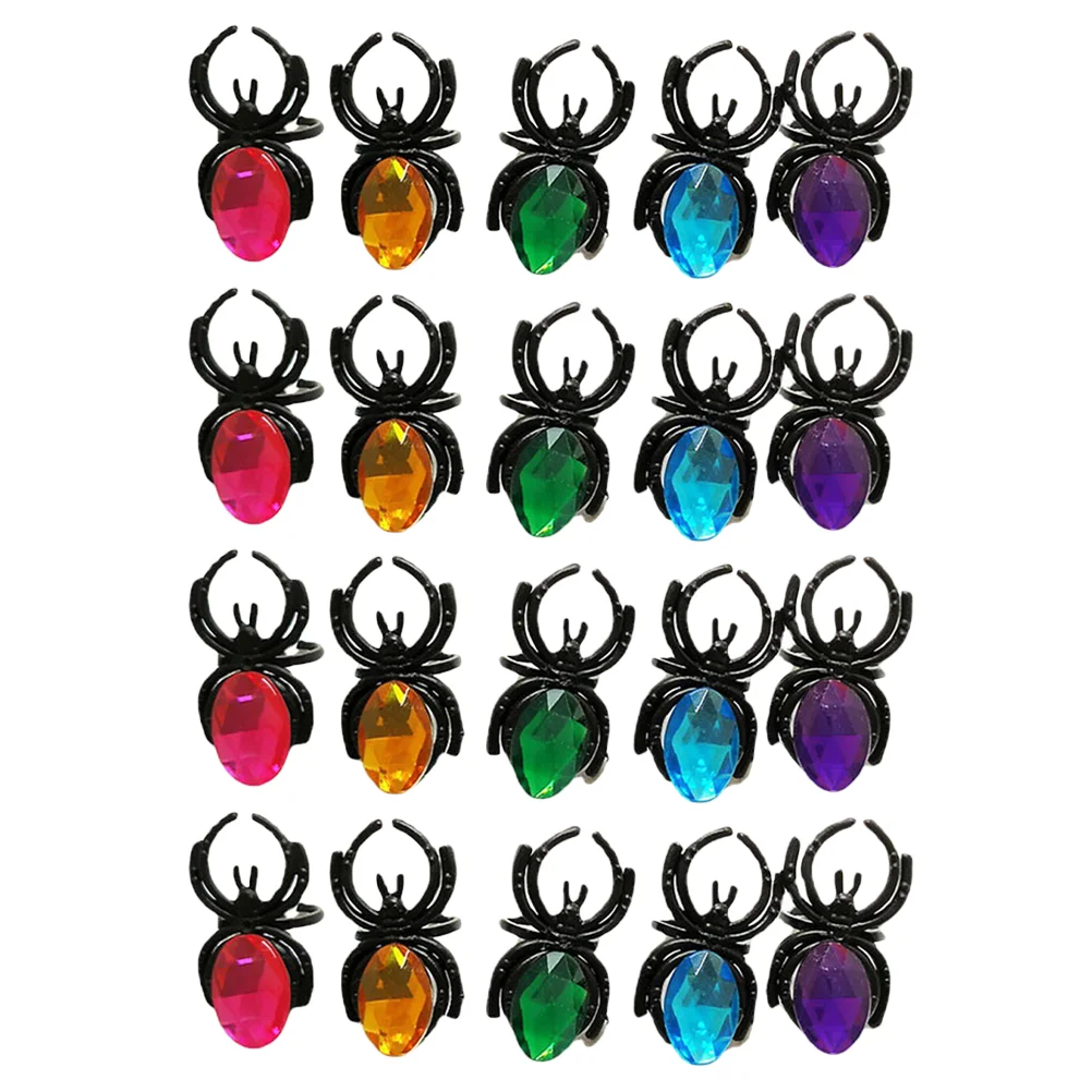 

20 Pcs Spider Ring The Rings for Women Bulk Party Favors Kids Goodie Bags Halloween Cake Stuffers ABS Plastic Child