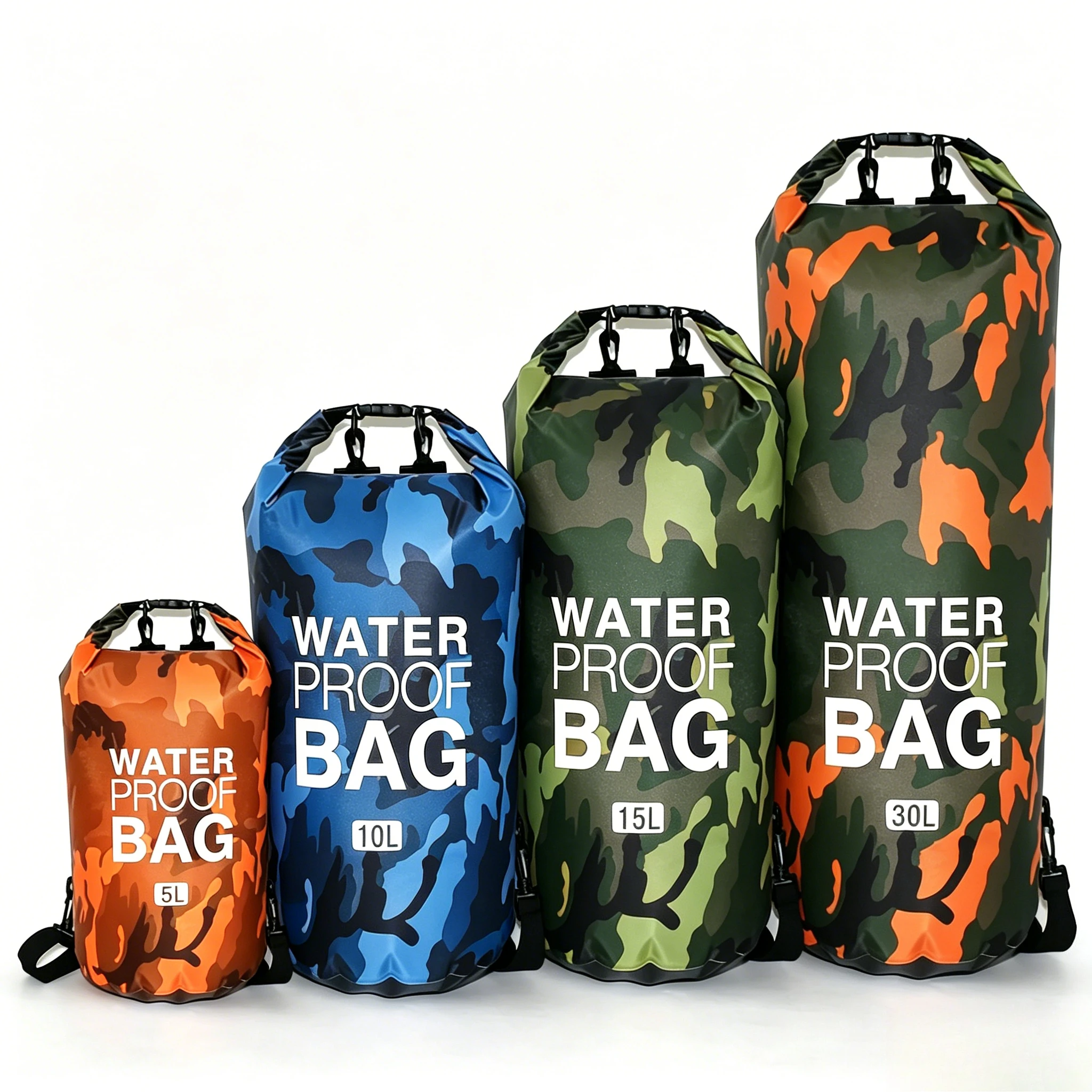 

2/5/10/15/20/30L PVC Outdoor Camouflage Waterproof Portable Rafting Diving Dry Bag Sack Coated Swimming Bags for River Trekking