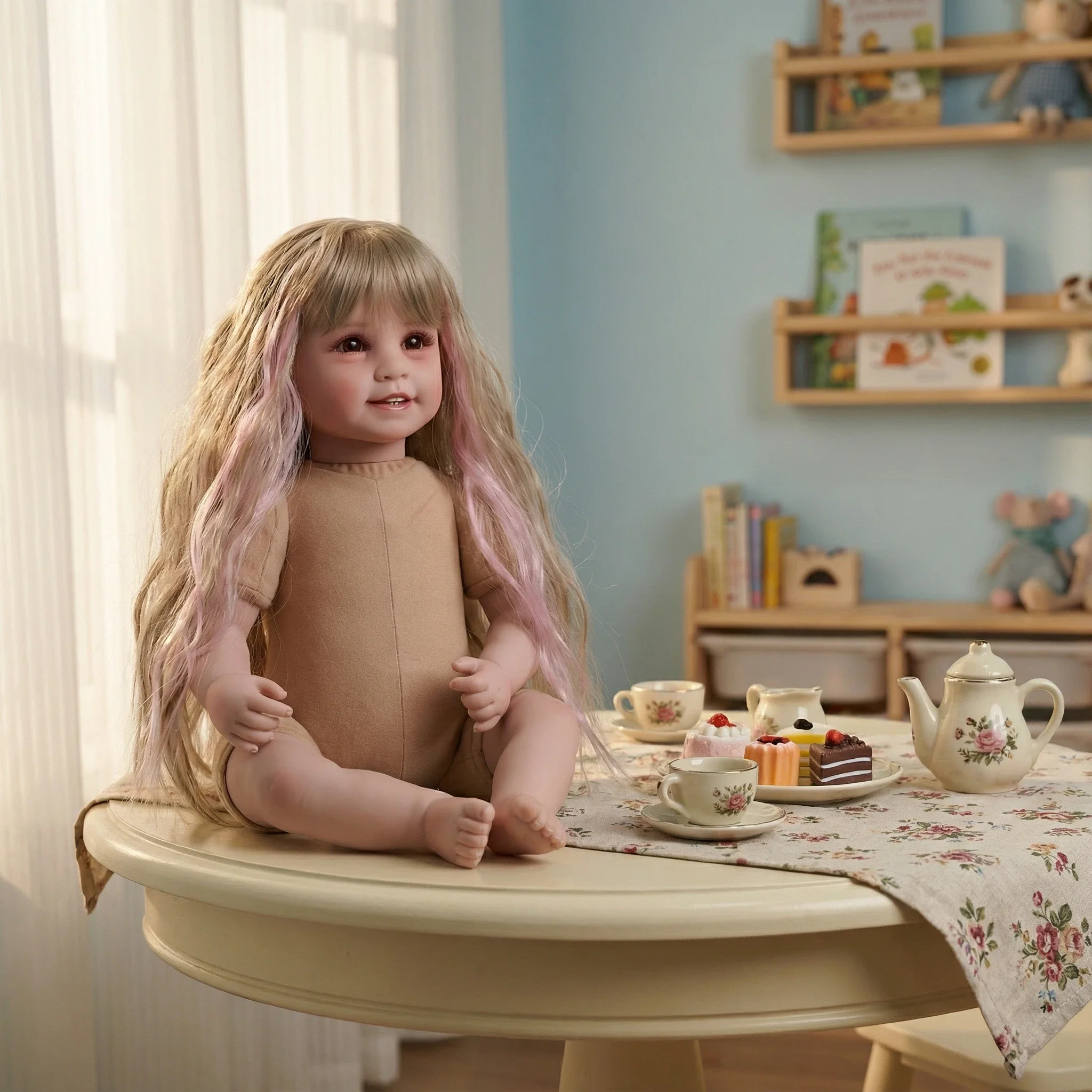 Smile Nude Doll 22 Zoll NPK Reborn Baby-Puppe mit weichem Körper, Modepuppe, Spielkamerad, Kinderspielzeug für Rollenspiele, Weihnachtsgeschenk