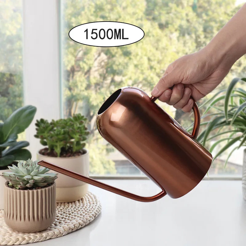 

Stainless Steel Watering Pot Gardening Potted Small Watering Can Use Handle Perfect Watering Flower Plants Shower for Garden