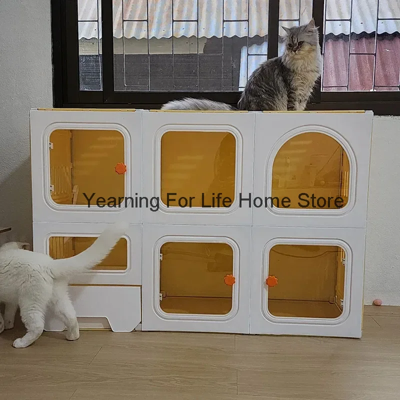 Nordic Simple Cat Cages Home Cat House Light Luxury Indoor Super Large Free Space Cat Cage Cat Litter Box Integrated Cat Villa