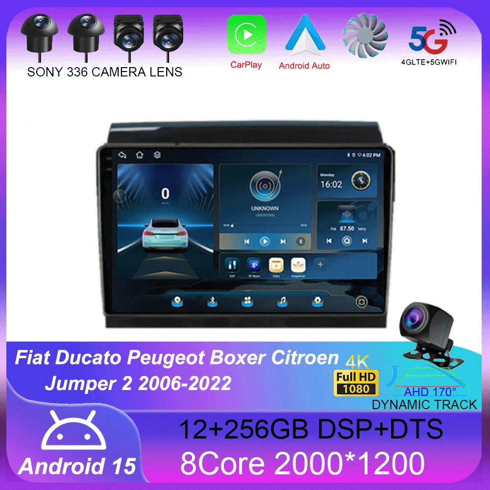 

Android 15 Carplay Auto For Fiat Ducato Peugeot Boxer Citroen Jumper 2 2006-2022 Car Radio Multimedia Video Player Navigation 4G