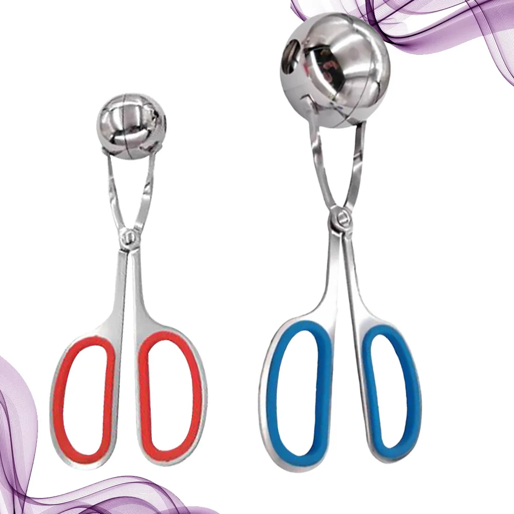 

2pcs Stainless Steel Meat Ball Clip S Size Red L Size Blue Practical Kitchen Tool For Fish Tofu Cake Balls Cooking