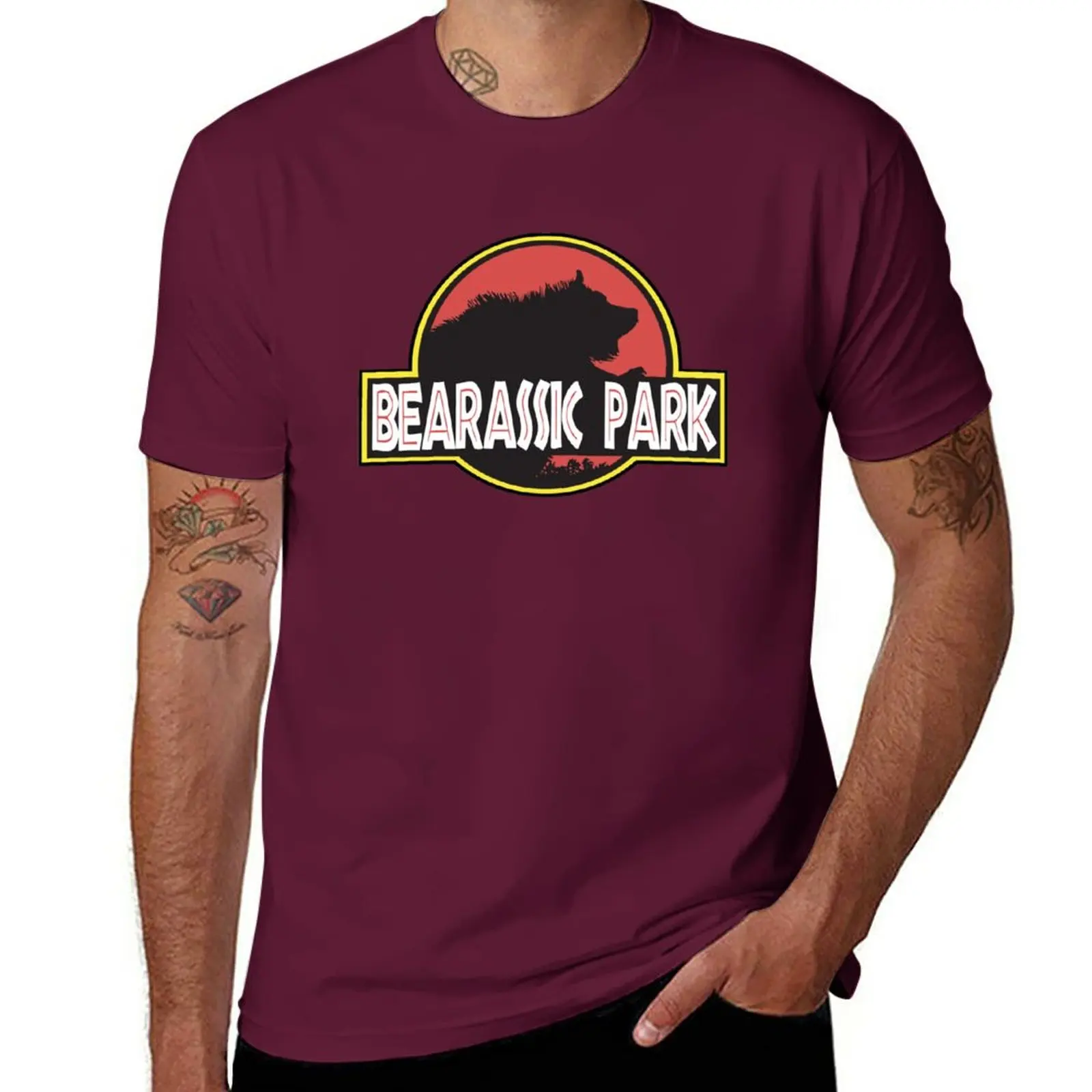 

Новая футболка Bearassic Park, футболки с коротким рукавом, короткие спортивные рубашки, Мужская футболка