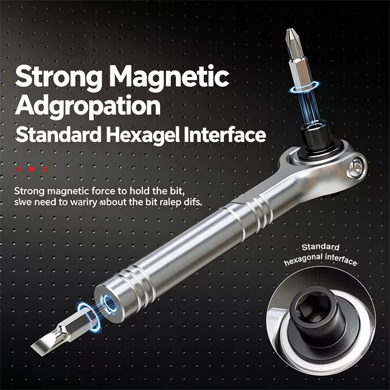 60 Teeth Ratchet Wrench 7 Gear Lockable 270° Rotatable Detachable Magnetic Adsorption Forward Reverse Adjust Hand Tool