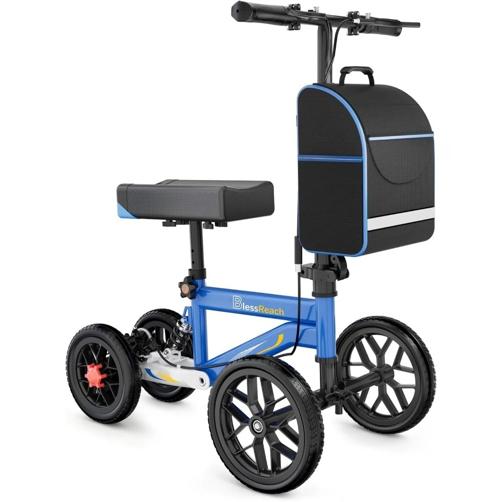 

Вездеходный самокат-костыль для взрослых с двойным ручным тормозом, для восстановления после травм стопы и голеностопа, синий