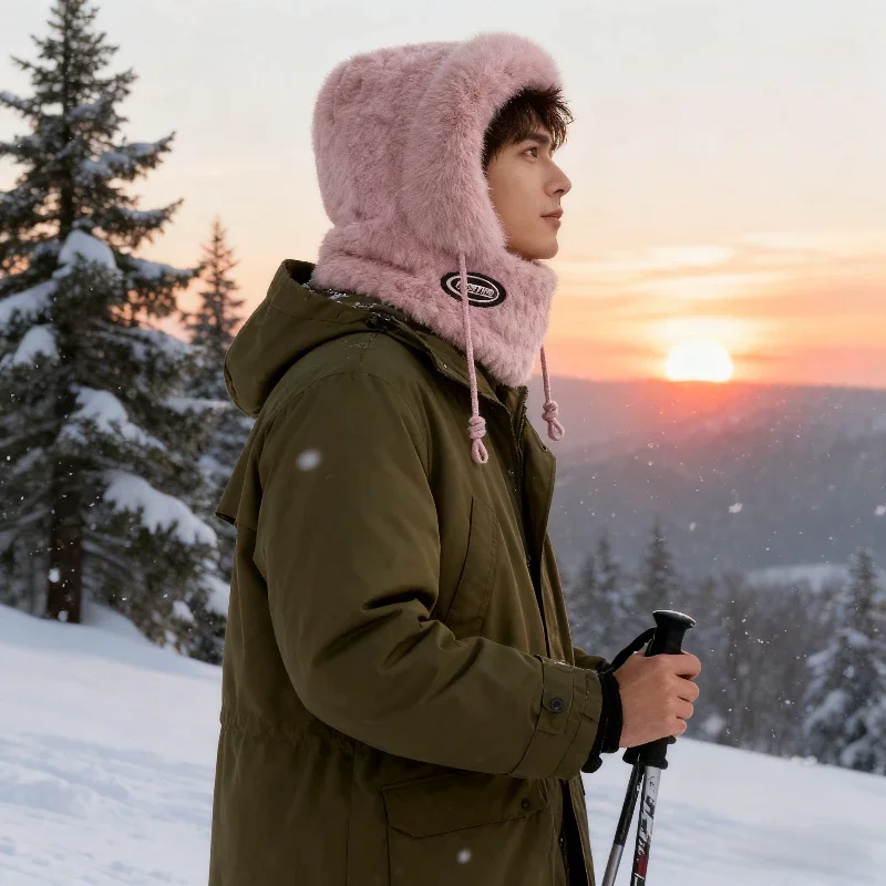 Topi Balaclava 3in1 untuk Cuaca Dingin, Syal Masker Anti Angin, Pelindung Telinga Berbahan Fleece Tebal, Penutup Wajah untuk Berkendara di Luar Ruangan