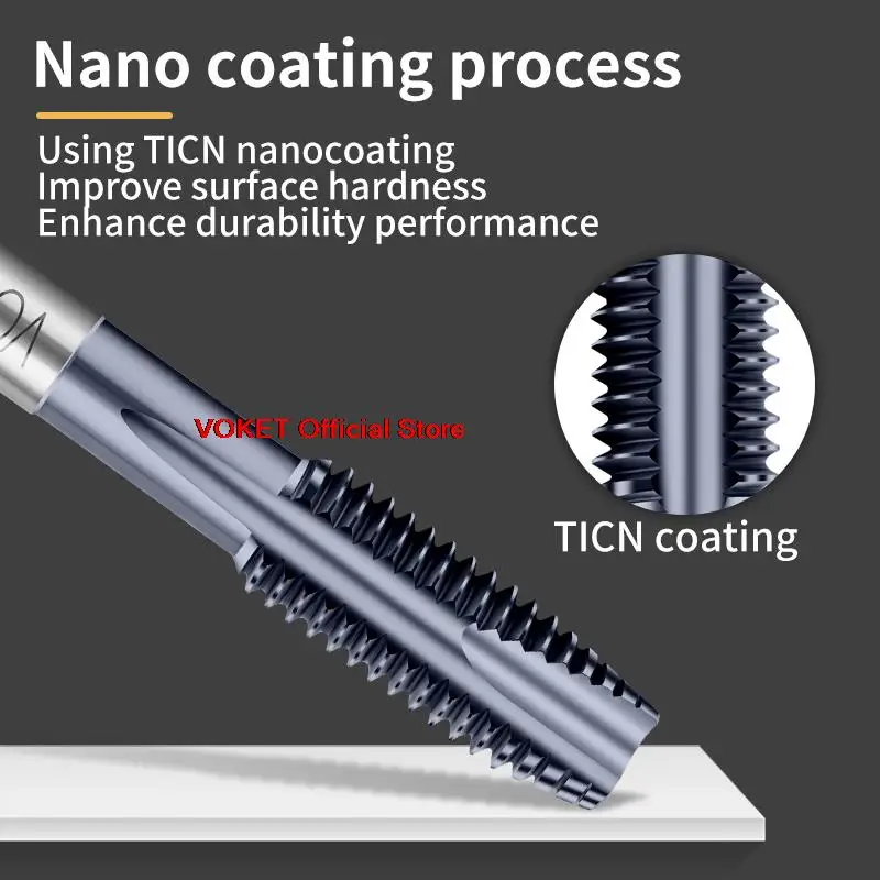 VOKET HSSE-M35 JIS Standard With TICN Spiral Pointed Tap M2 M2.5 M3 M4 M5 M6 M8 M10 M12 Metric Machine Screw Thread Taps