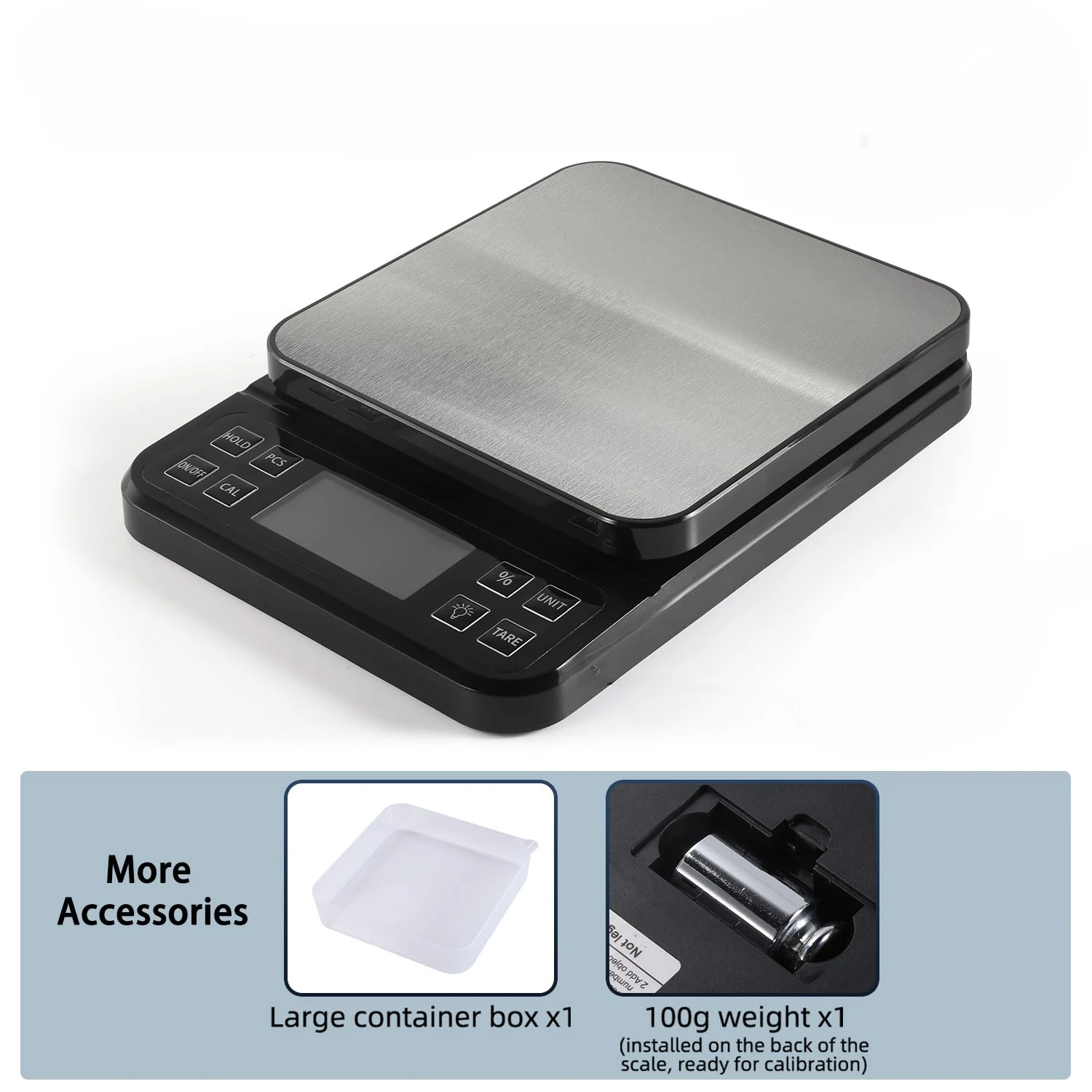 5KG 10KG Food Kitchen Scale Rechargeable Digital Scale with LCD Display and Stainless Tray, for Baking Cooking Meal Weighing