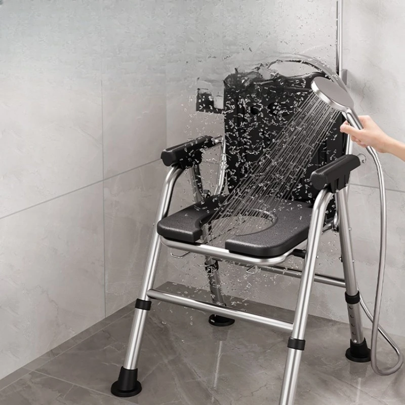 Portable folding chair elderly toilet mobile shit stool squatting pit can take a bath