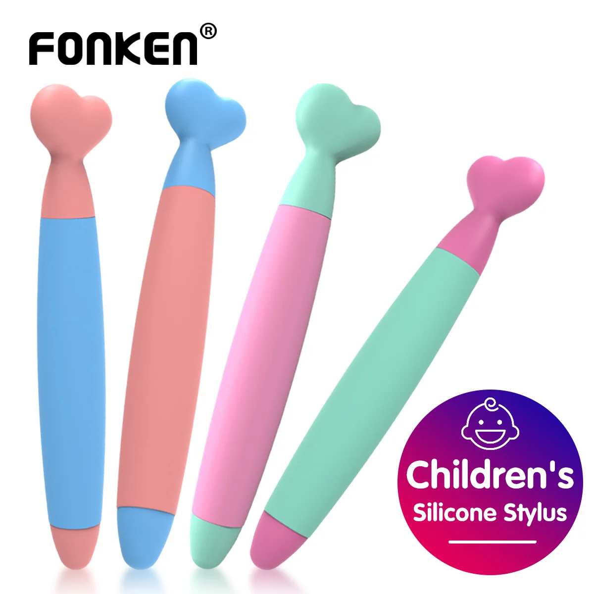 Children Silicone Stylus Pen with Durable Rubber Tip Kid Capacitive Drawing Writing Pen for Touch Screen Stylus Tablet Pencil