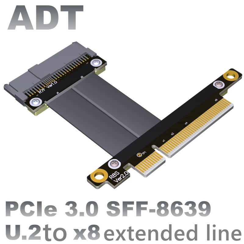 

U.2 Interface U2 to PCI-E 3.0 x8 to SFF-8639 NVMe pcie extension cable Speed bandwidth: PCIe 3.0x4 gen3 32G/bps