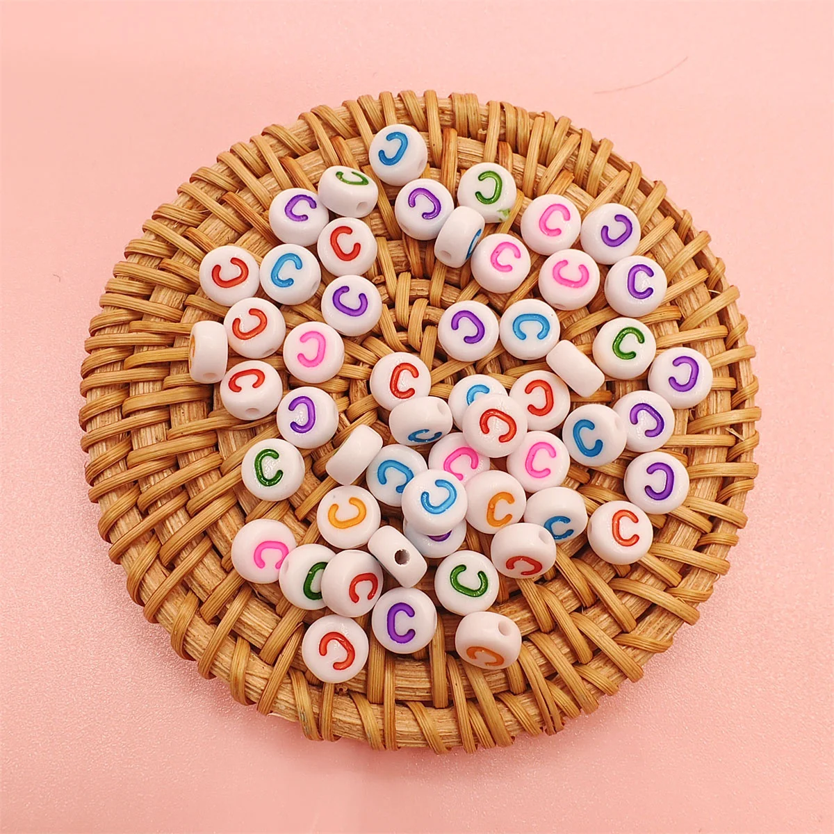 50Pcs 7mm Loose Colorful Letter Beads Jewelry Making DIY For Necklace Bracelet Pendant Wholesale