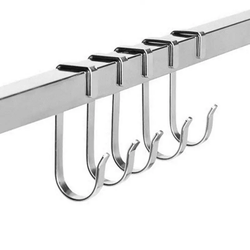 5PCS 304 stainless steel multi-function s hook kitchen balcony thickening shelf rack rack hook drop