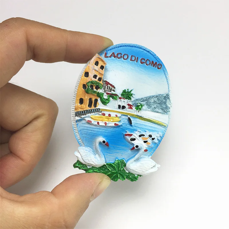 

Italian Lake Como Swan Hand Painted Magnetic Fridge Magnet 3D Travel souvenirs, home collection decorations