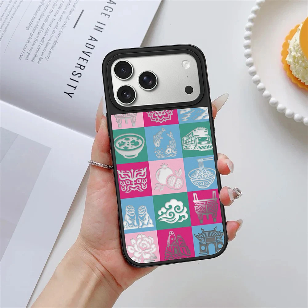 Grid Splicing Food Mirror Surface Magnetic Phone Case Cover for IPhone 12 13 14 15 16 17 Pro Max Case for IPhone 17 Air