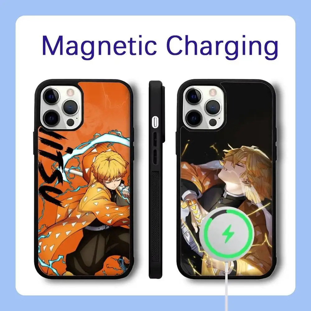 Funda de teléfono Zenitsu Agatsuma para iPhone 16,15,14,13,12,11,Pro,Max,Plus,Mini,SE Magsafe carga inalámbrica magnética