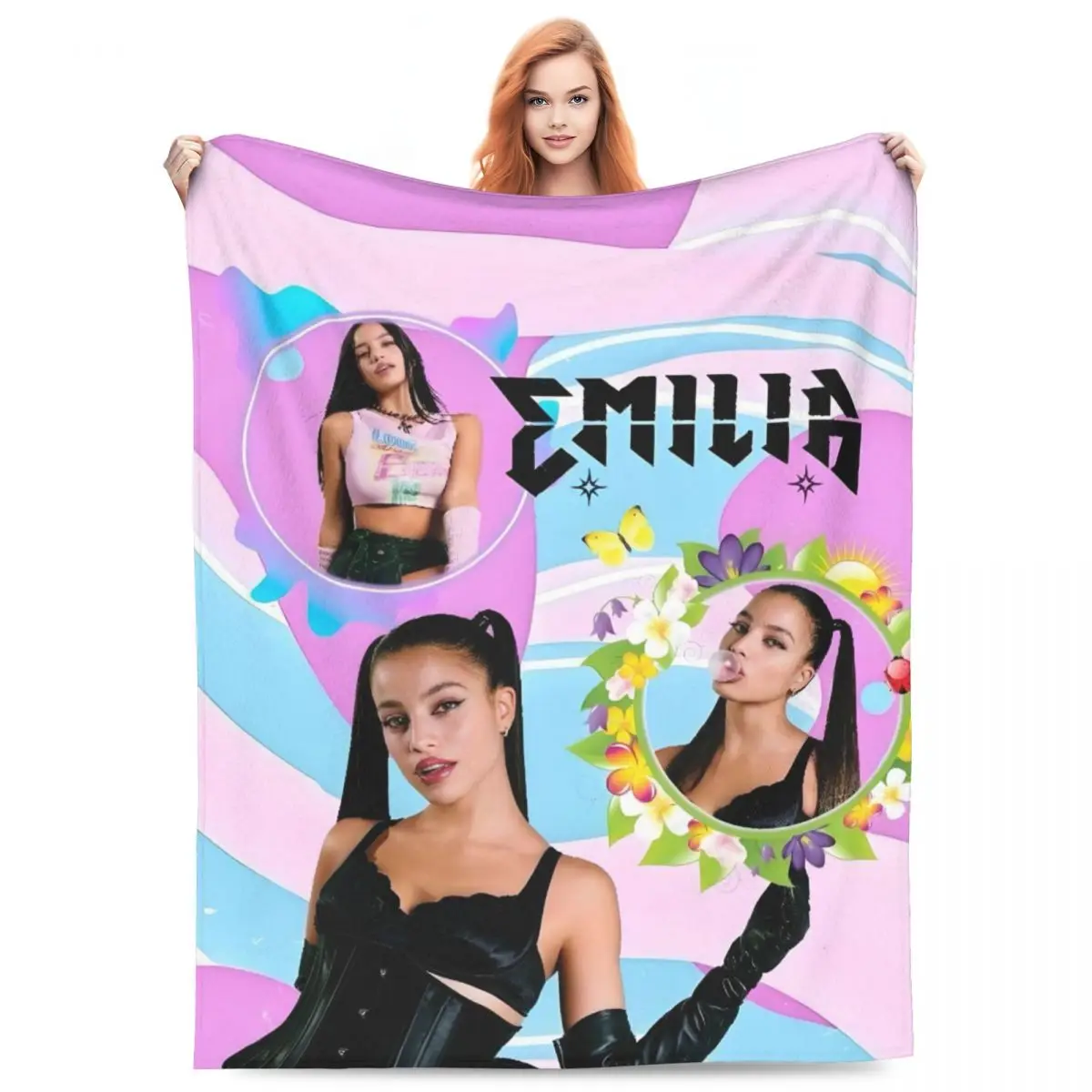 Custom E-Emilia Mernes Blanket 3D Print Soft Flannel Fleece Warm Mp3 Singer Poster Throw Blankets for Car Bed Couch Bedspreads
