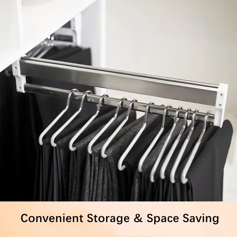 Extendable Clothes Rail for Pulling Out the Hangers, Adjustable Telescopic Wardrobe Rail