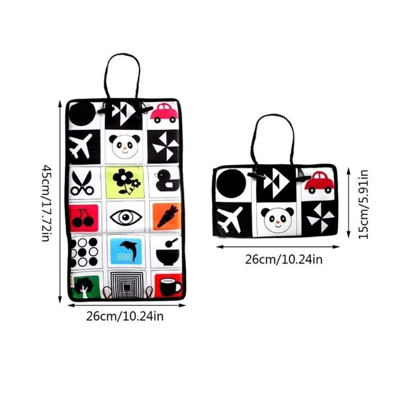 لعبة مرآة وقت البطن للطفل، لعبة عضاضة مرآة عالية التباين، ألعاب أطفال باللونين الأبيض والأسود، ألعاب حسية للرضع #2