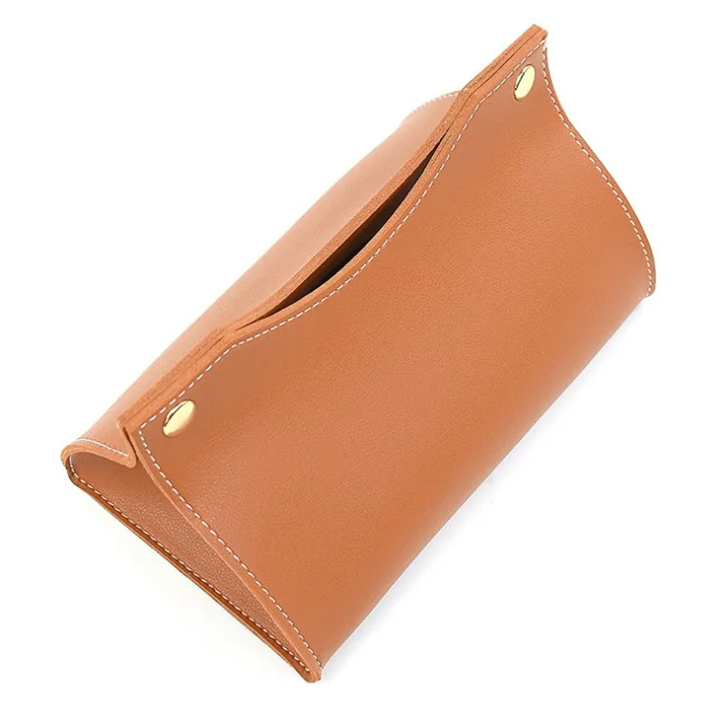 Tissue Box Halter Hause Wohnzimmer Kaffee Tisch Desktop Einfache Serviette Box Küche Lagerung Papier Box PU Leder Organisatoren – Detail 12