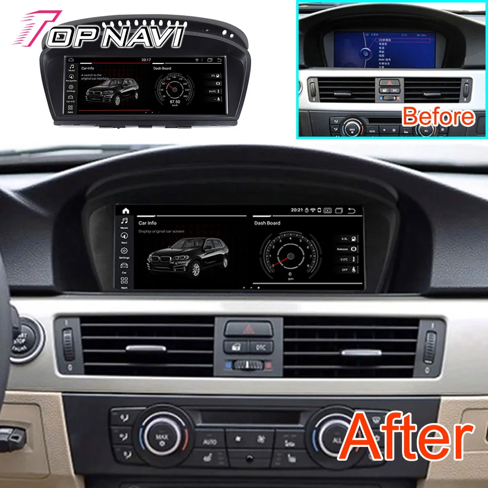 For BMW 5 series E90 E60 CIC Android 12 Touch Screen Upgrade Display GPS Navigation With Wifi 4G USB BT Carplay Auto Stereo