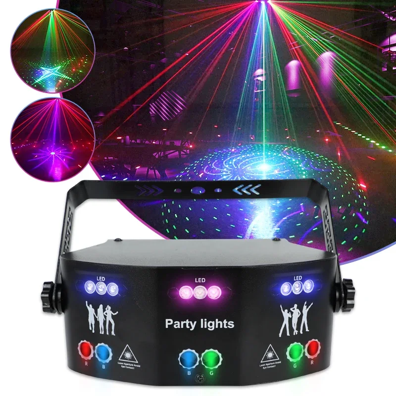 RGB Disco DJ Beam Laser Light Projector DMX Remote Strobe Stage Lighting Wedding Xmas Party Halloween Lights 9/15 EYE