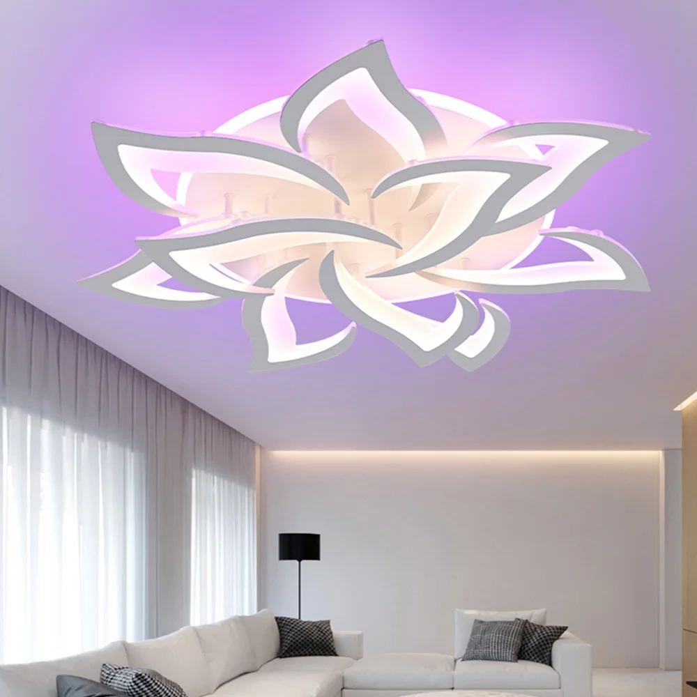 RGB الحديثة Led مصباح عكس الضوء بريق ثريا تركب بالسقف التحكم عن بعد غرفة المعيشة غرفة نوم تركيب المصابيح إضاءة زينة المنزل #2