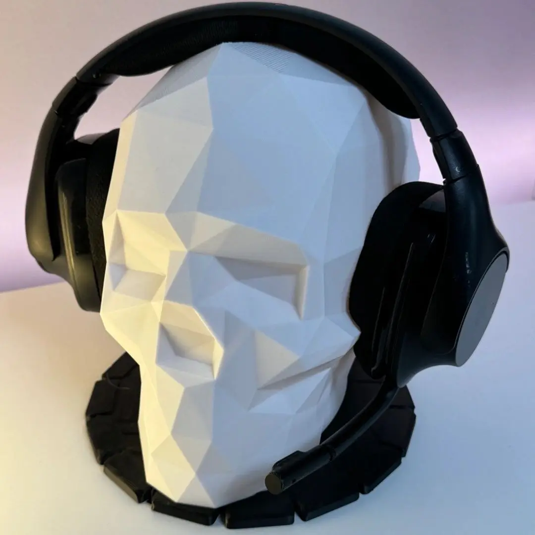クリエイティブな頭蓋骨型ヘッドホンスタンド-3dプリント-ジオメトリックハンギングラック-アクセサリー収納ラック-デスクトップデコレーション