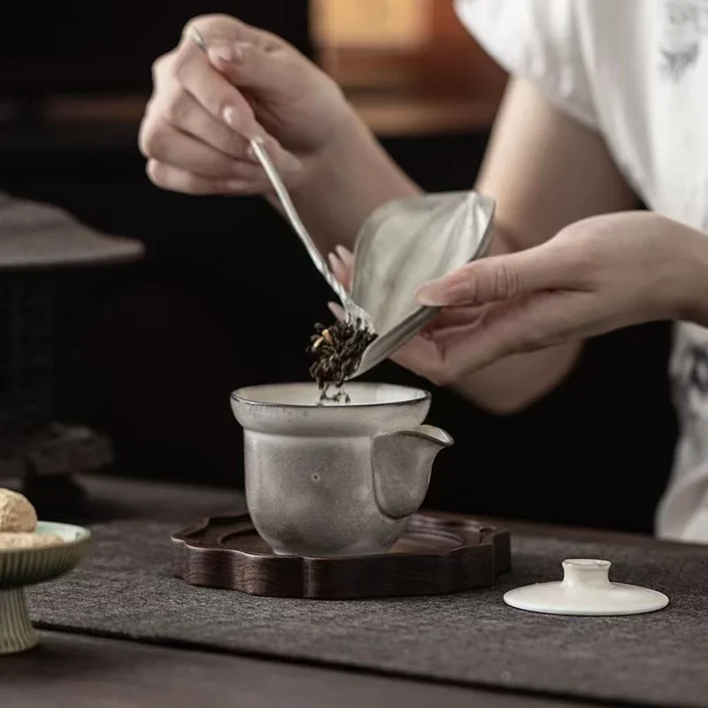 110ML Ink and Wash Shino Double-room Hand-grasping Pot Household Ceramic Ball Hole Filter Brewing Teapot Chinese Kung Fu Tea Set