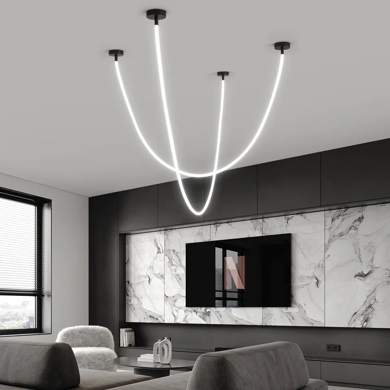 Nordic LED Pendant Light Hose Silicone Lamp Minimalist 360 Degree Lighting Living Room Dining Room Line Lamp Indoor Lighting