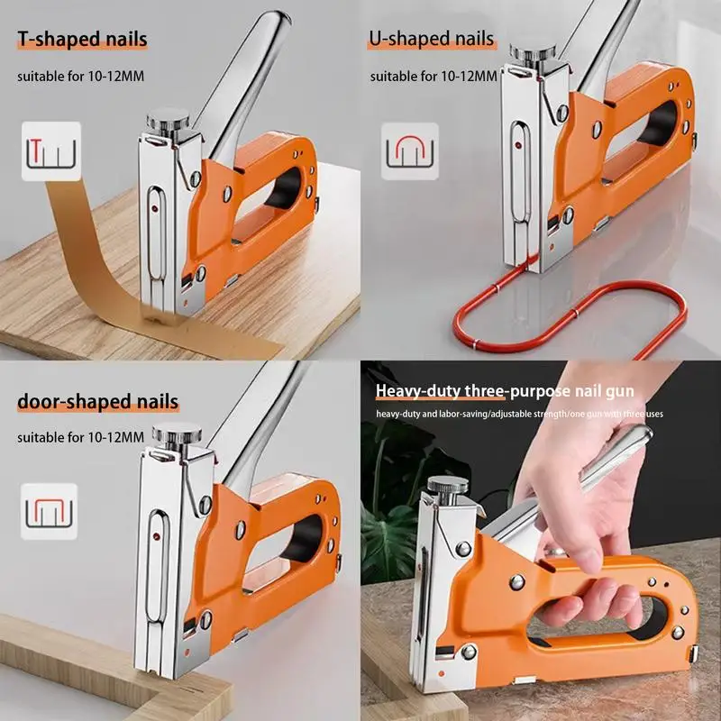 Manual Stapler Nail Guns Staple Heavy Duty Furniture Tool Lightweight Brad Nailer Power Stapler for Wood Crafts Carpentry DIY