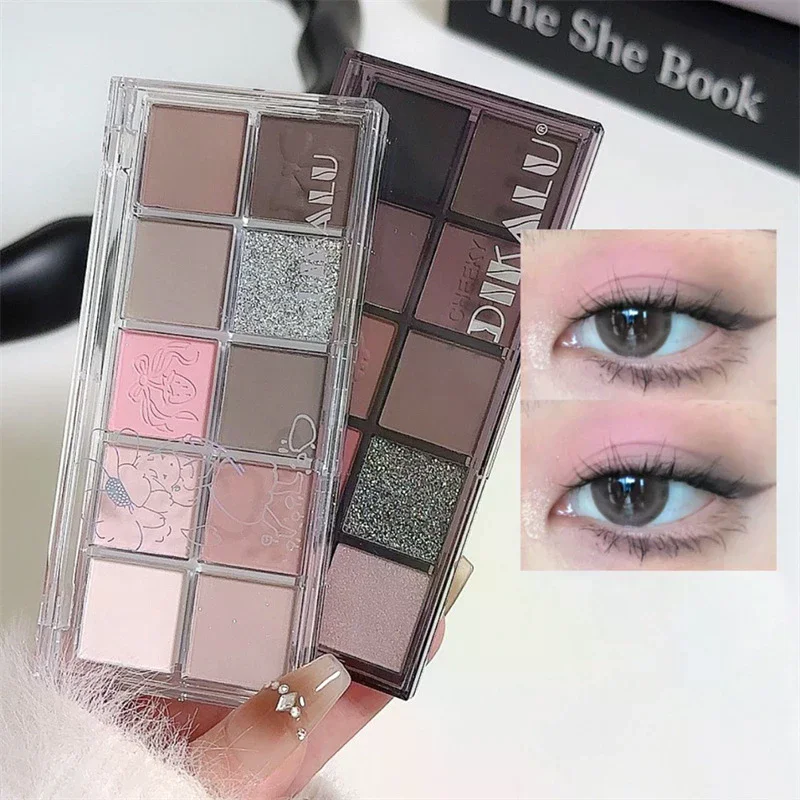 DIKALU 12色低彩度アイシャドウパレットオールマットティーアプリコットアイメイクアップパレットデイリーアースメイクアップロングアイシャドウ