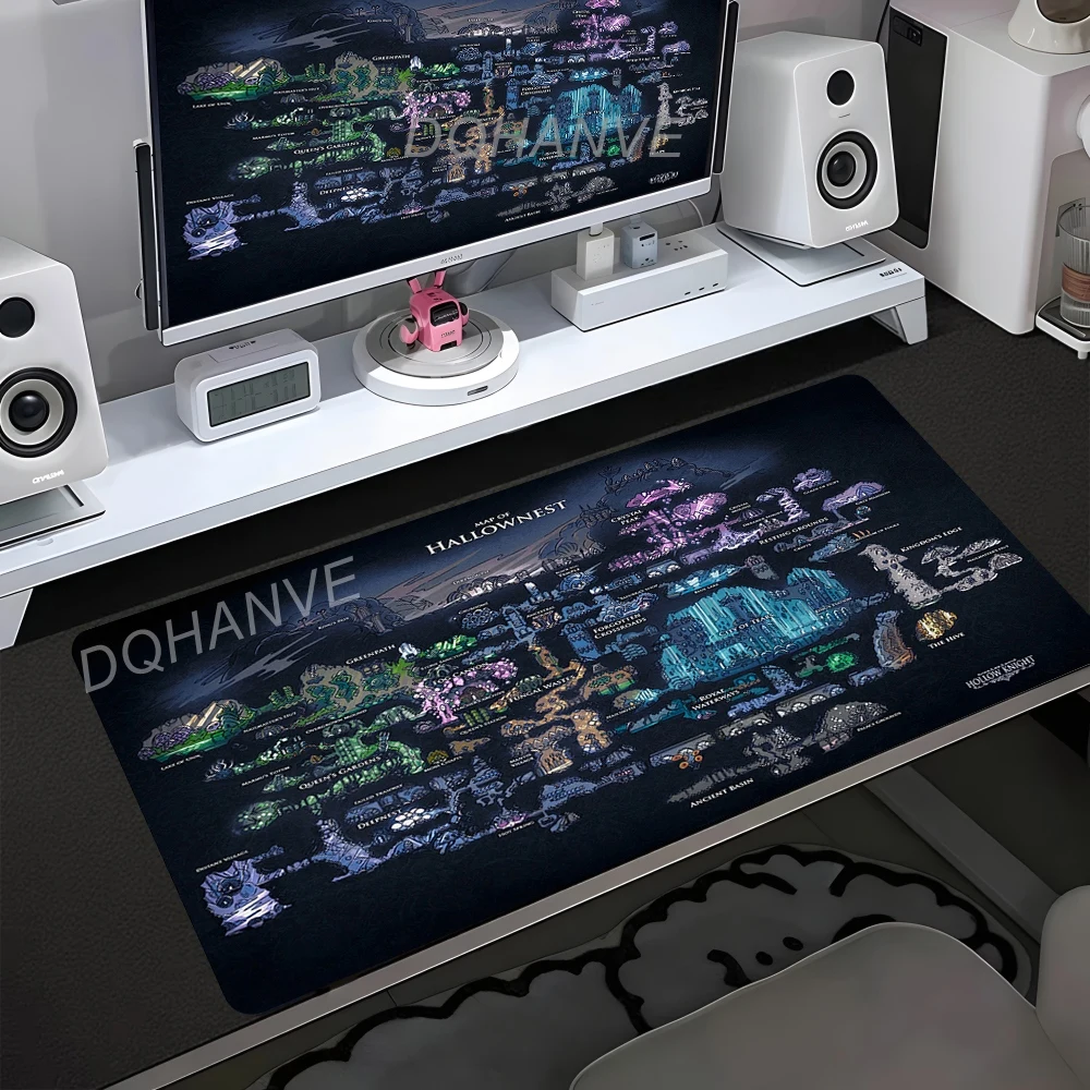 Gaming Mouse Pad Black And White Rubber Office Computer Mouse Mat Hollow Knight Anime Big Mousepad Gamers Desk Keyboard Mats