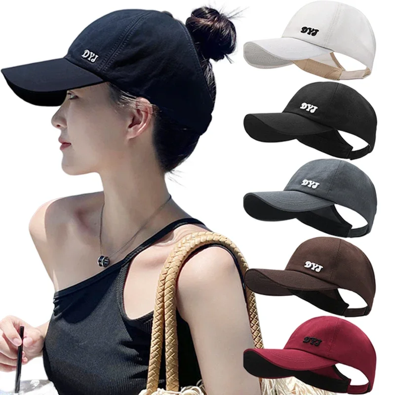 2024 New High Ponytail Baseball Cap for Women Girls Summer Sports Cap Fashion Casual Solid Color Cap Sun Hat with Ponytail Hole