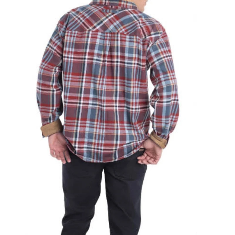 Men's Buck Camp Flannel Shirt Long Sleeve Plaid Button Down Casual Shirt Corduroy Cuffs Mutli Colors Big Size S-5XL Coat D0240