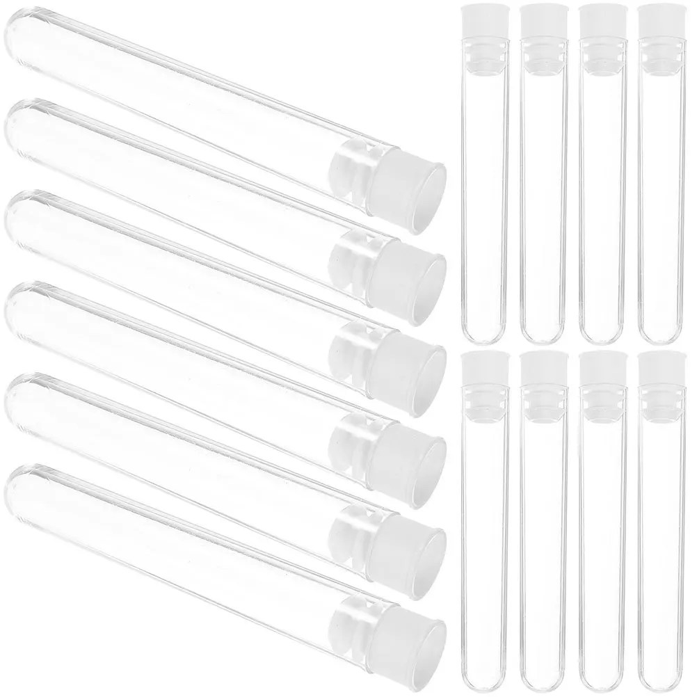 

100Pcs 7ml Clear Plastic Test Tubes with Lids for Kids Experiments Candy Beads Durable and Secure Tubes with Stoppers