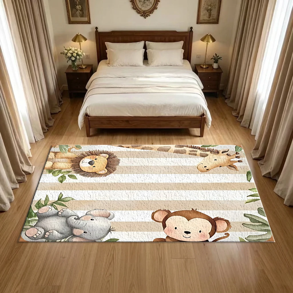Watercolor Safari Jungle Anima - Baby Nursery Jungle Rug recension och pris