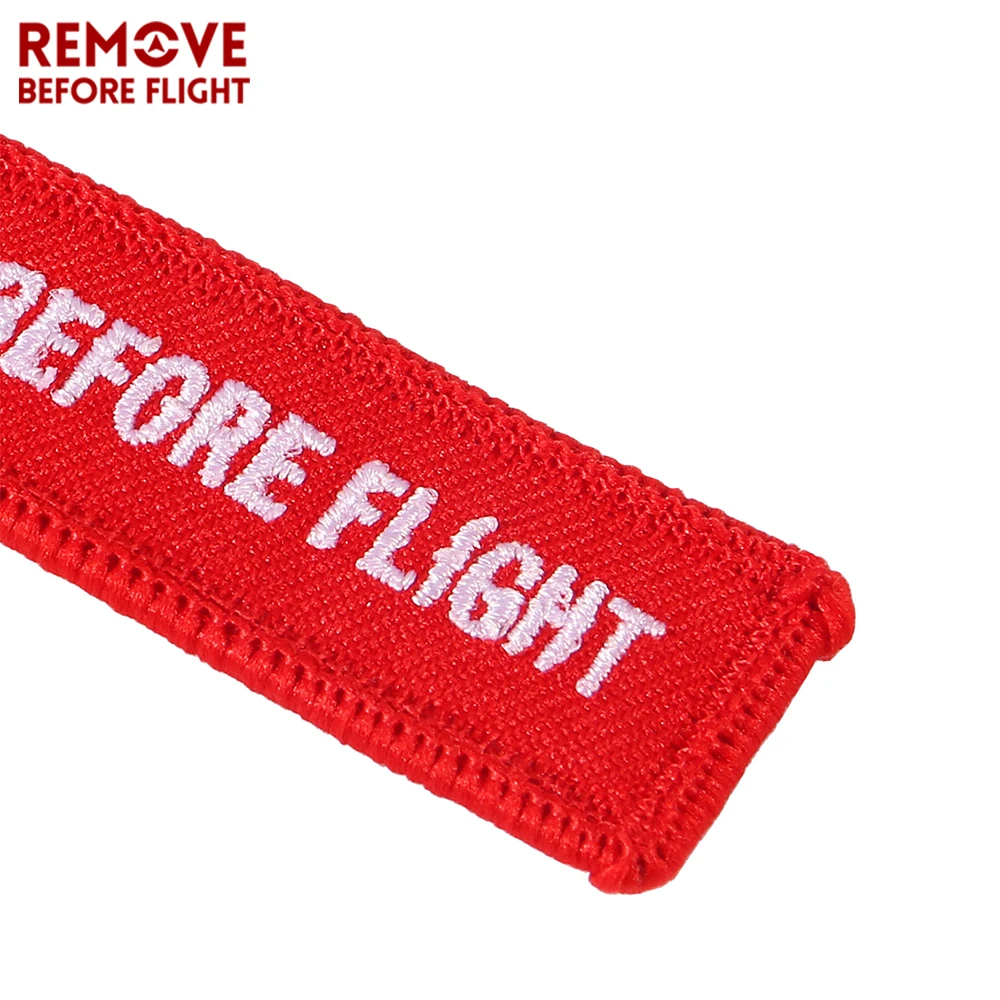 3PCS 8x2cm Mini REMOVE BEFORE FLIGHT Keychain For Trinkets Aviation Gift Promotion Christmas Gifts Key Tag Embroidery Key Chain