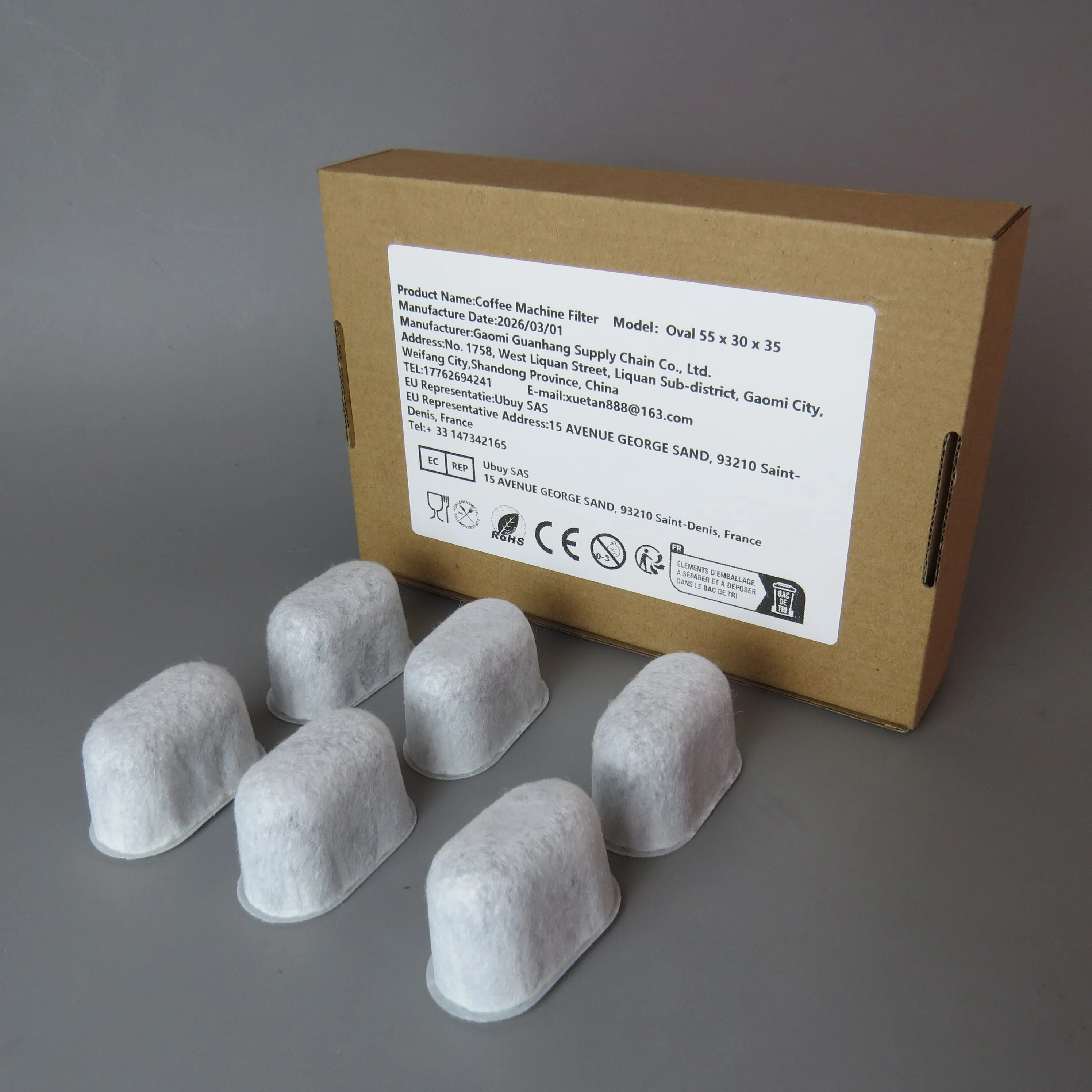 Pacote com 6 Filtros de Café de Carvão Ativado de Casca de Coco, Substituição para Keurig, Ninja, Breville BWF100